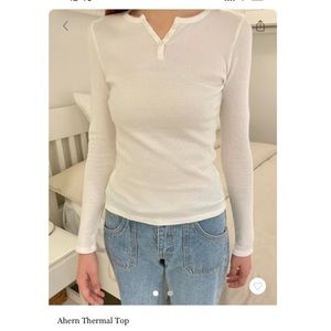 Brandy Melville Ahern Thermal Top white